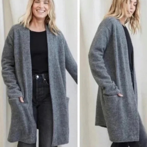 Jenni Kayne Sweaters - Jenni Kayne Sweater Coat Dark Gray Wool Yak Open Front Cardigan Medium